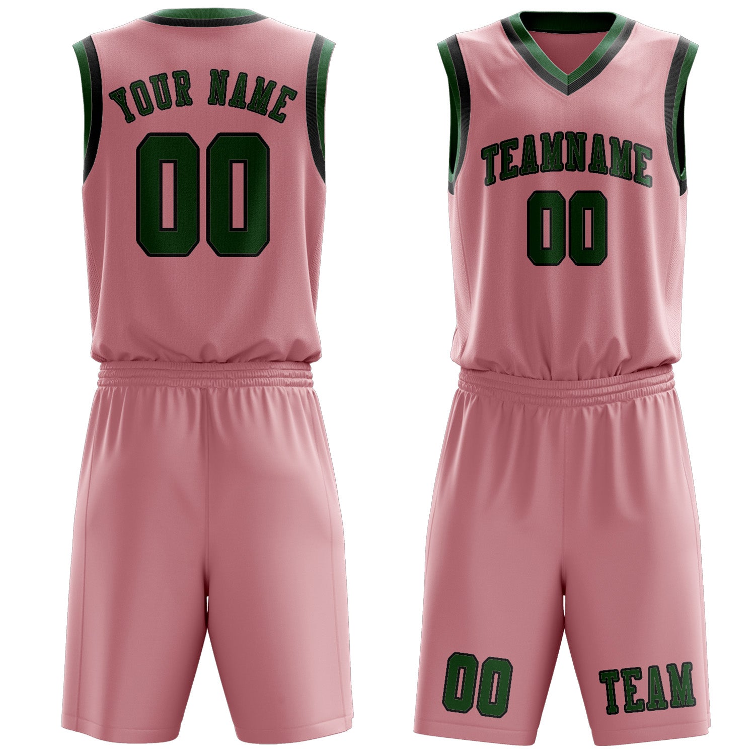 Custom Light Pink Green Basketball Set