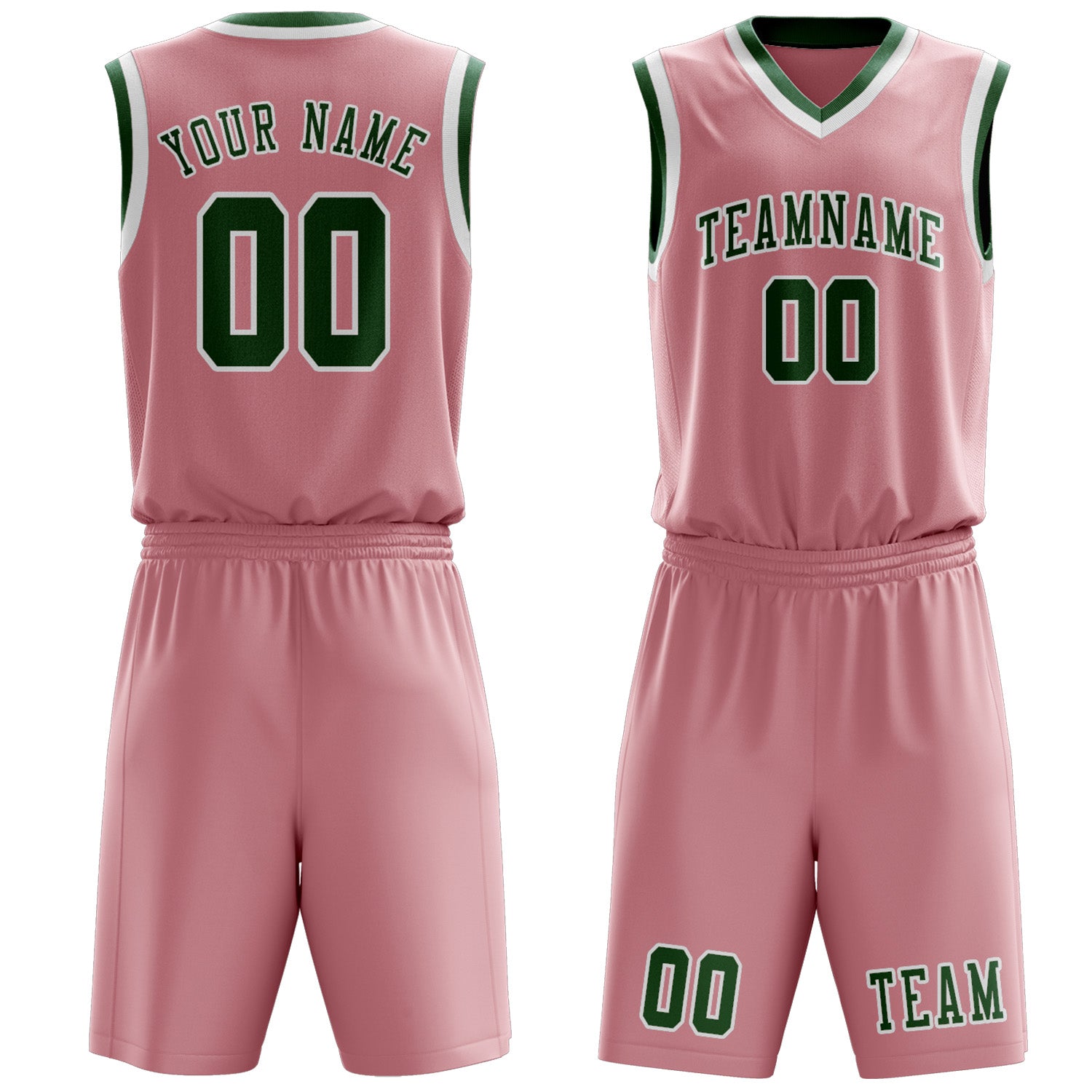Custom Light Pink Green Basketball Set