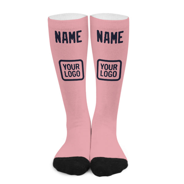 Custom Light Pink Navy Knee-High Sock