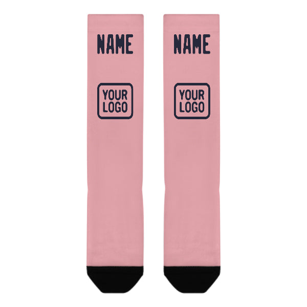 Custom Light Pink Navy Knee-High Sock