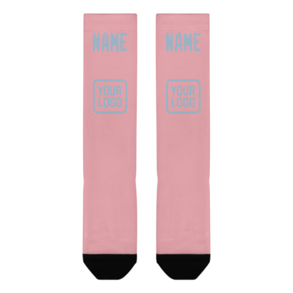 Custom Light Pink Light Blue Knee-High Sock