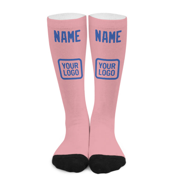 Custom Light Pink Sky Blue Knee-High Sock
