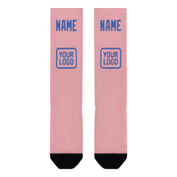 Custom Light Pink Sky Blue Knee-High Sock