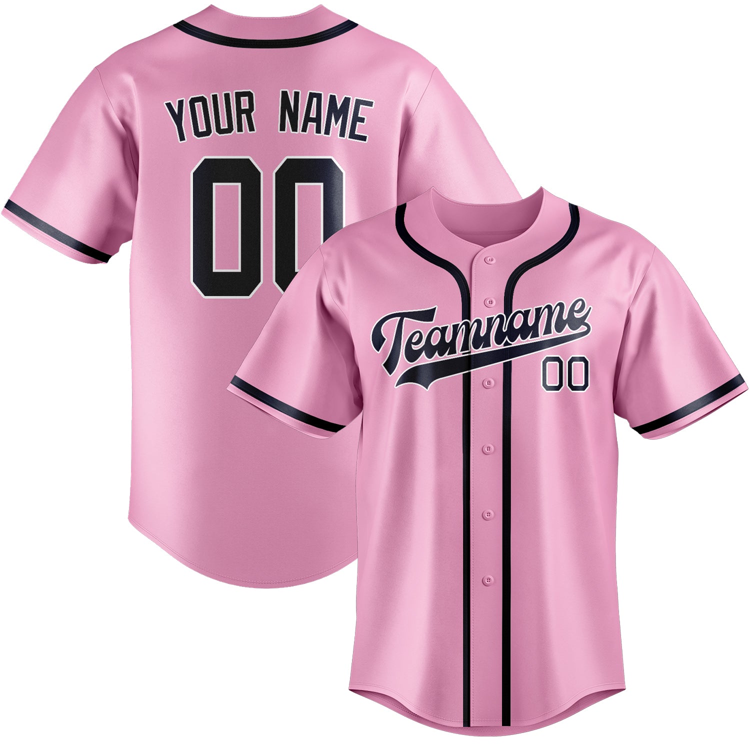 Custom Light Pink Navy Baseball Jersey