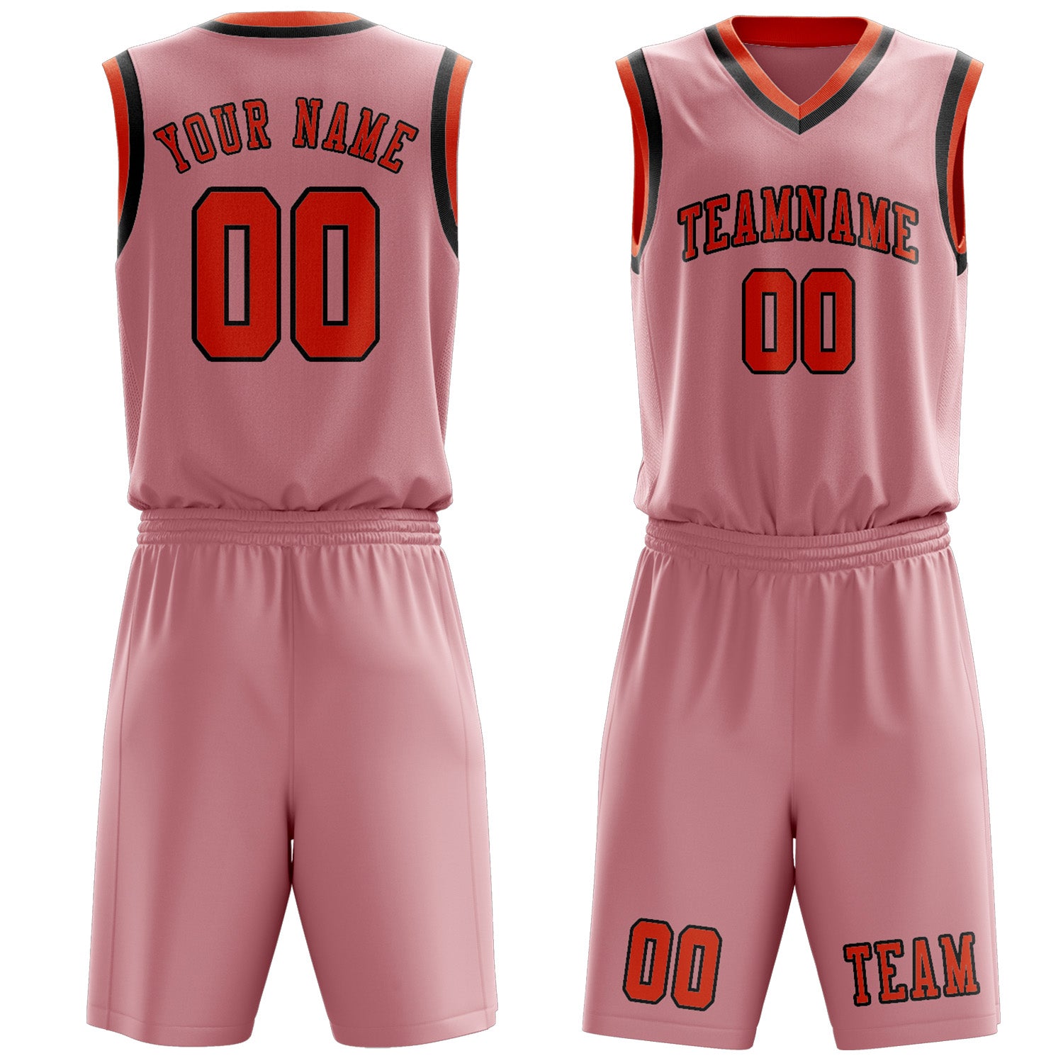 Custom Light Pink Orange Red Basketball Set