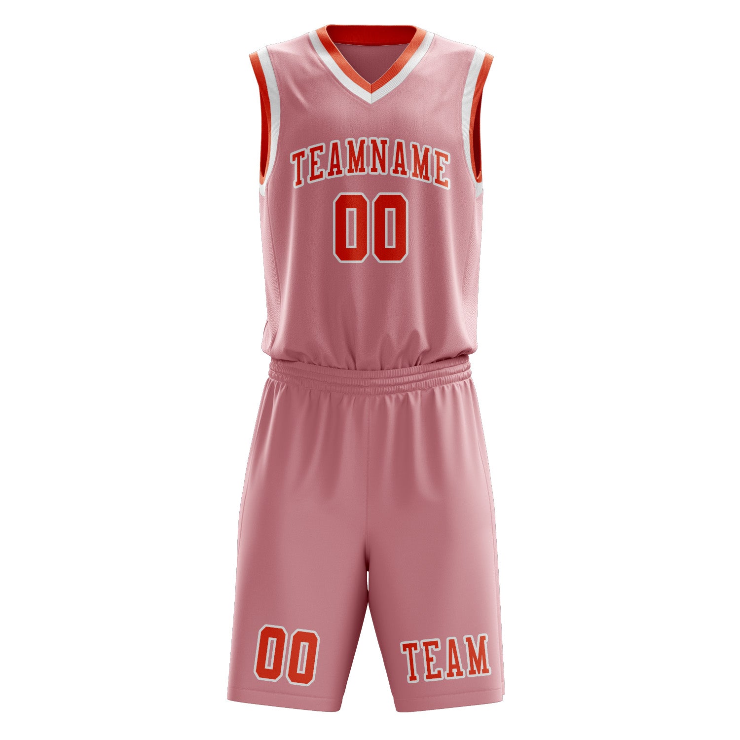Custom Light Pink Orange Red Basketball Set