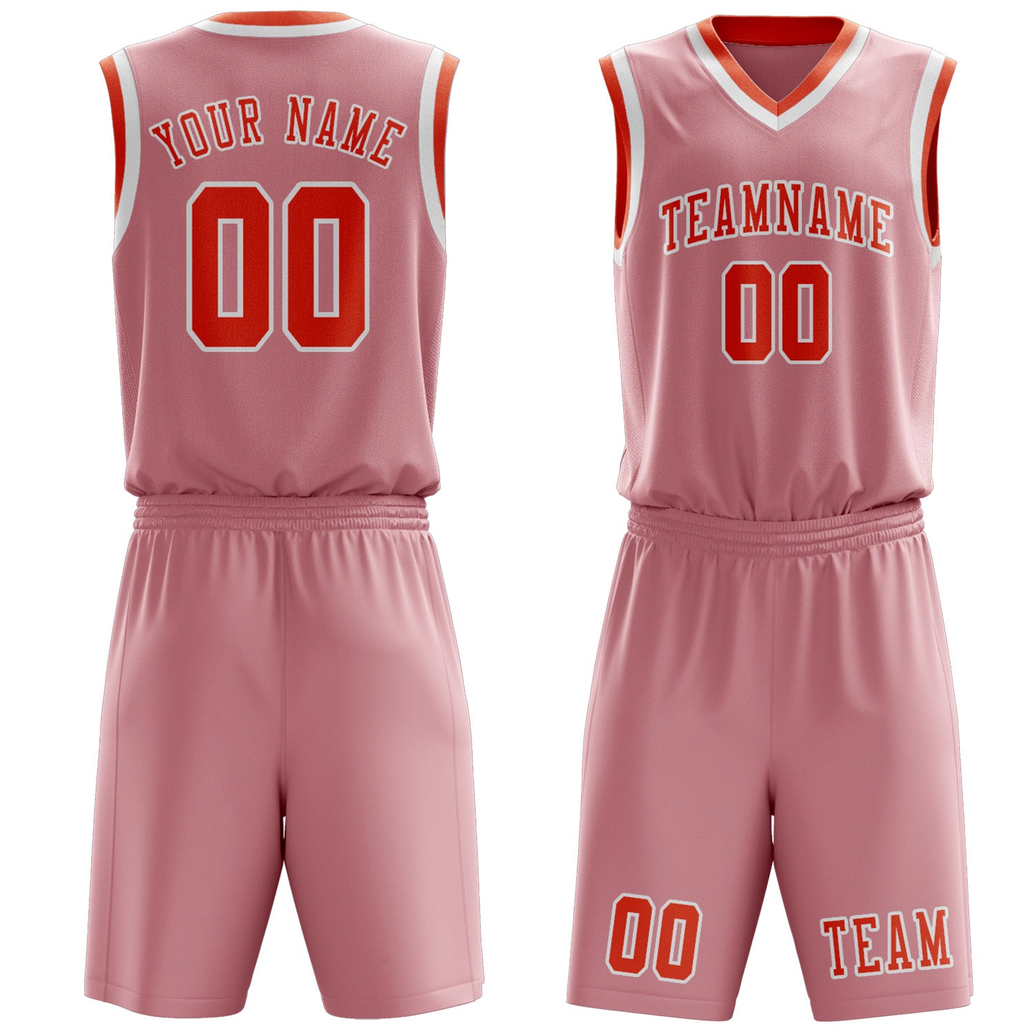 Custom Light Pink Orange Red Basketball Set