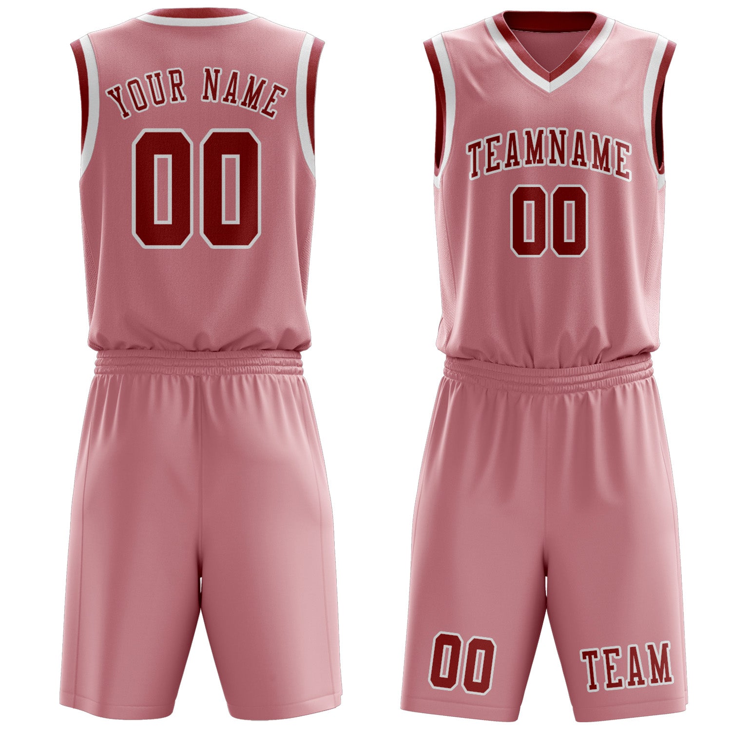 Custom Light Pink Red Basketball Set