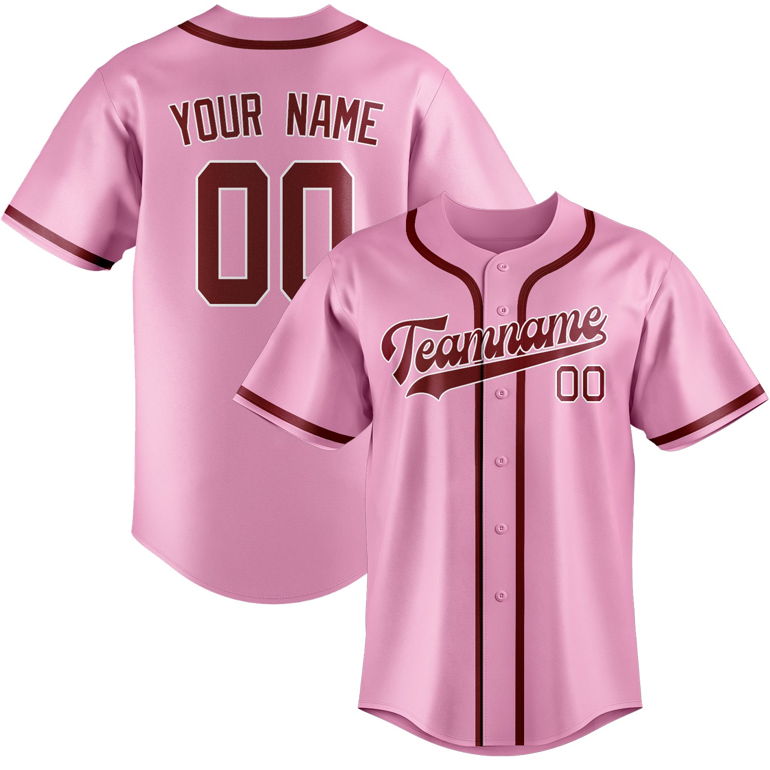Custom Light Pink Crimson Red Baseball Jersey