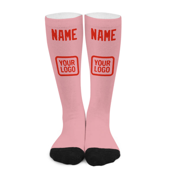 Custom Light Pink Orange Red Knee-High Sock