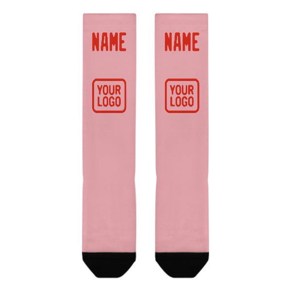 Custom Light Pink Orange Red Knee-High Sock