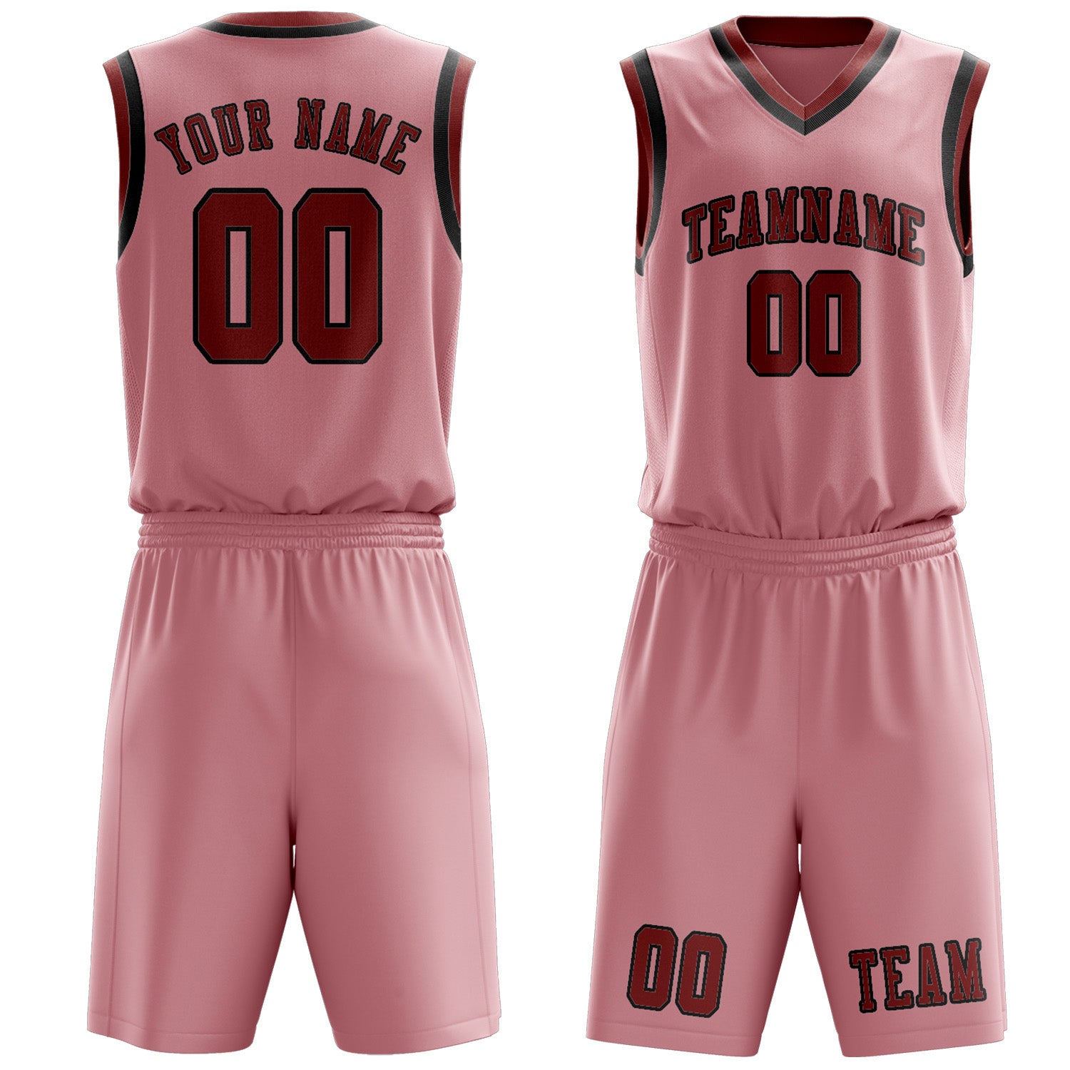 Custom Light Pink Coral Red Basketball Set