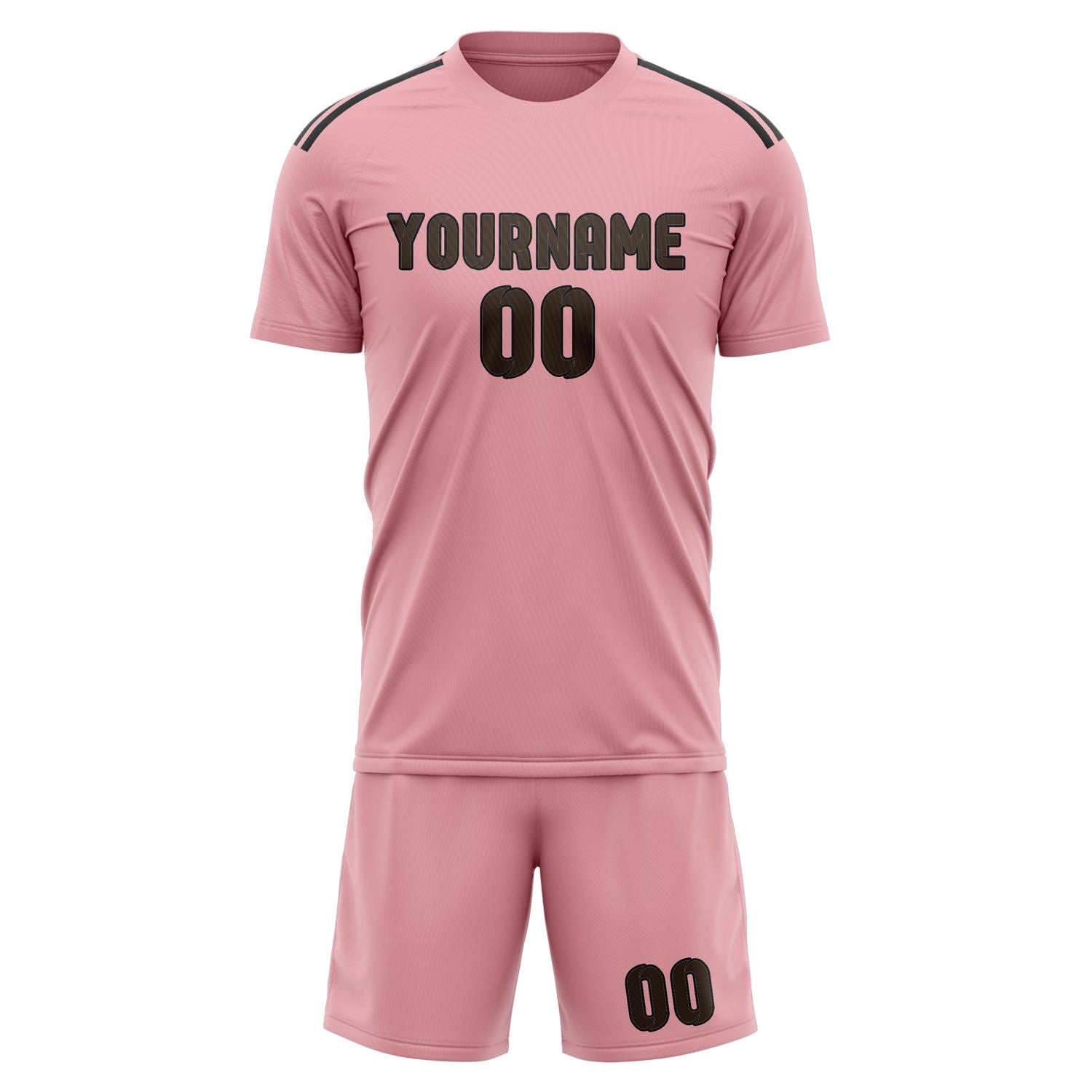 Custom Light Pink Brown Soccer Set