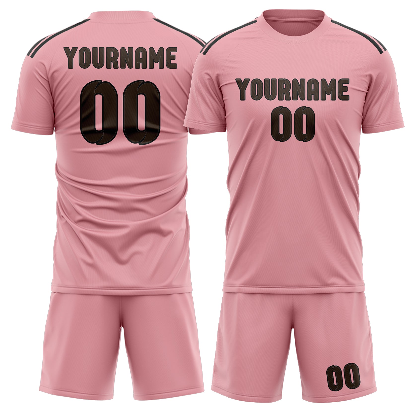 Custom Light Pink Brown Soccer Set