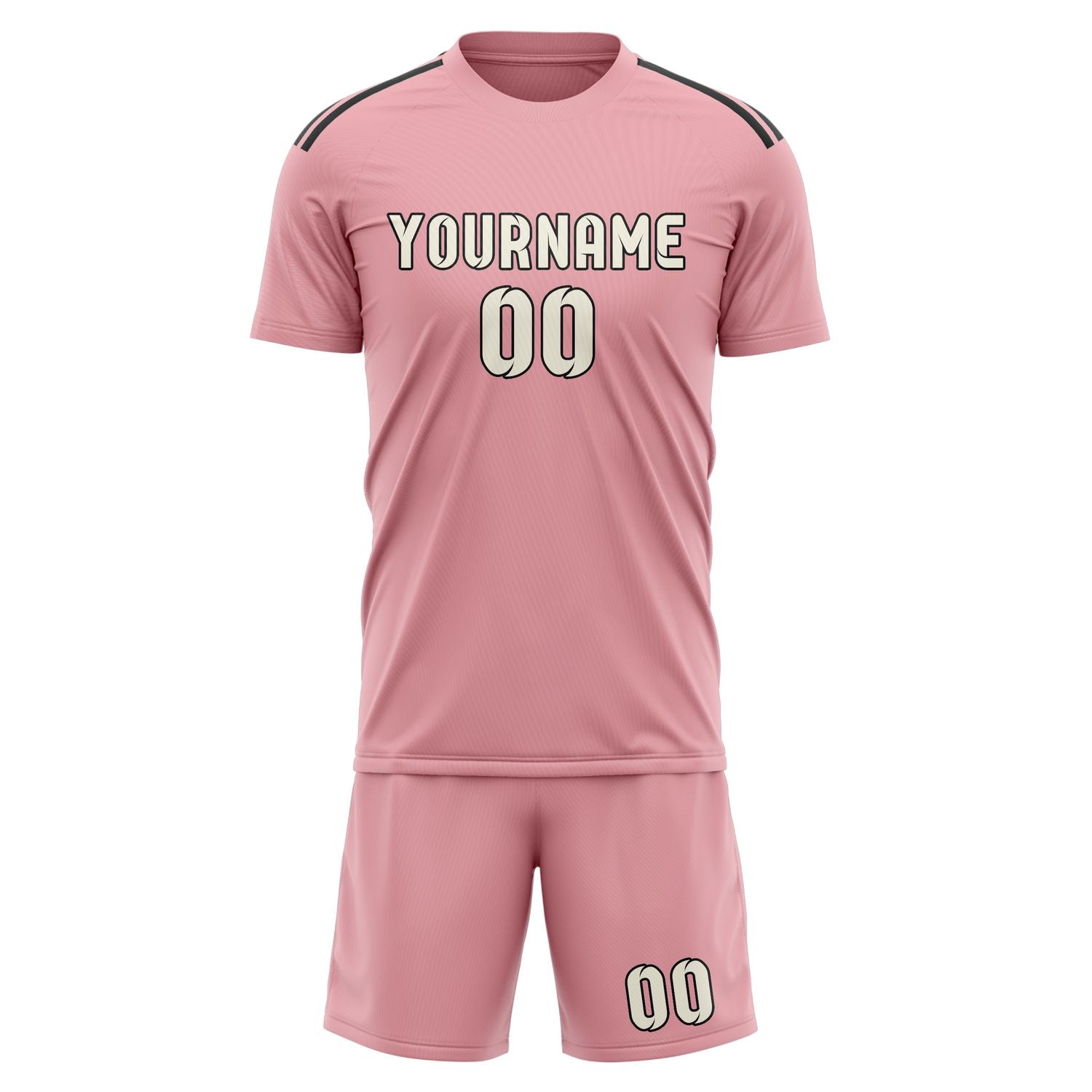 Custom Light Pink Cream Soccer Set