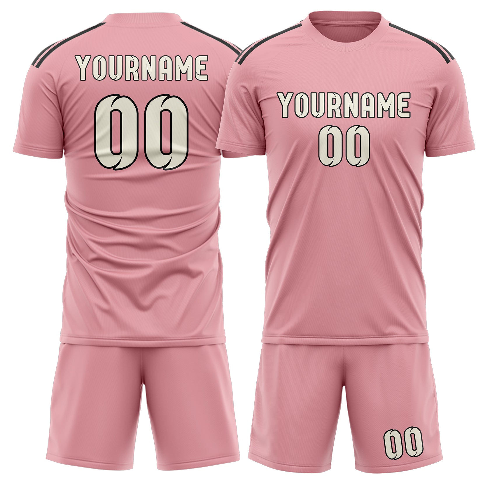 Custom Light Pink Cream Soccer Set