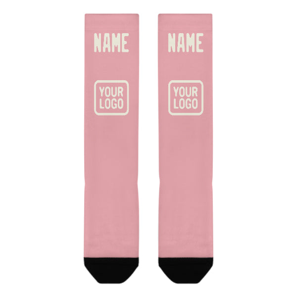 Custom Light Pink Cream Knee-High Sock