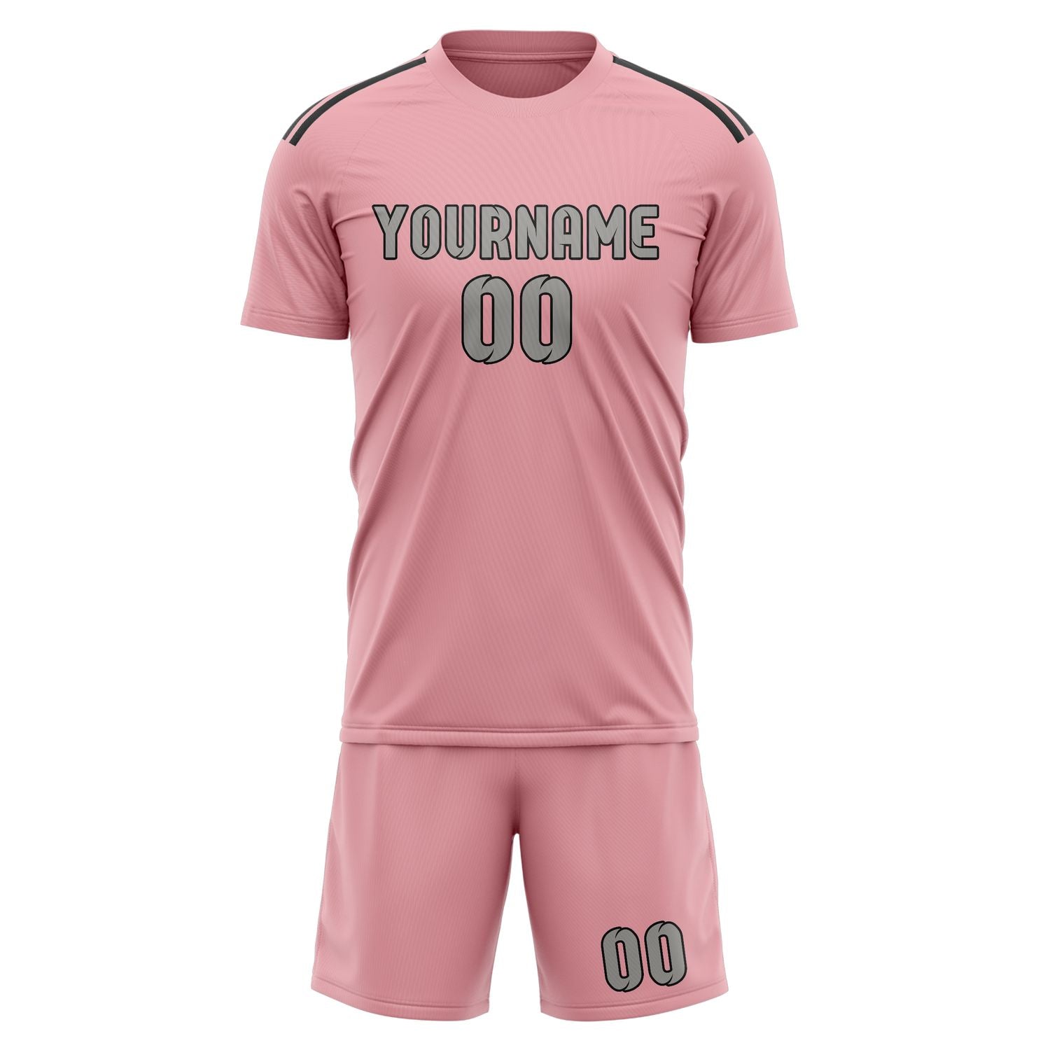 Custom Light Pink Gray Soccer Set