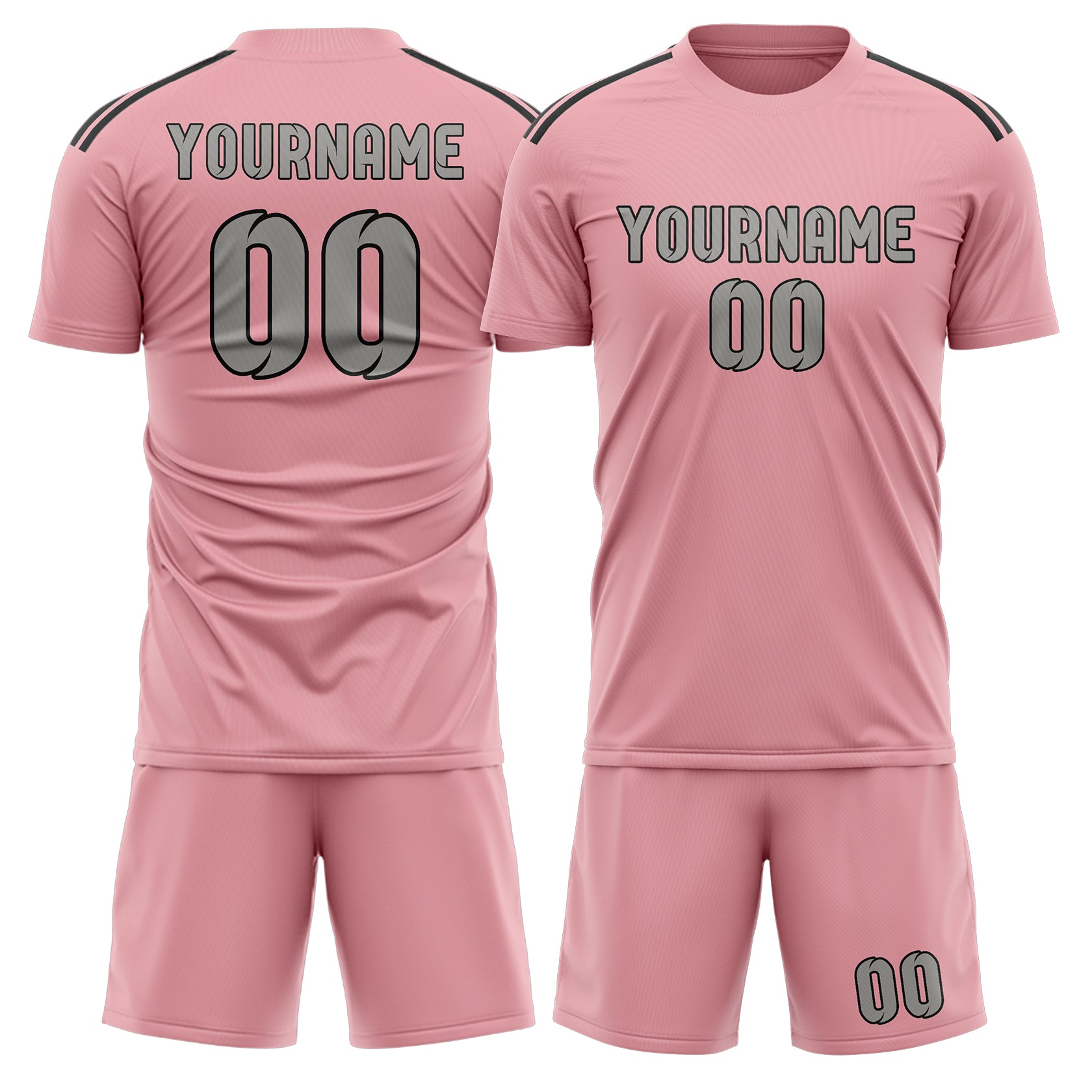 Custom Light Pink Gray Soccer Set
