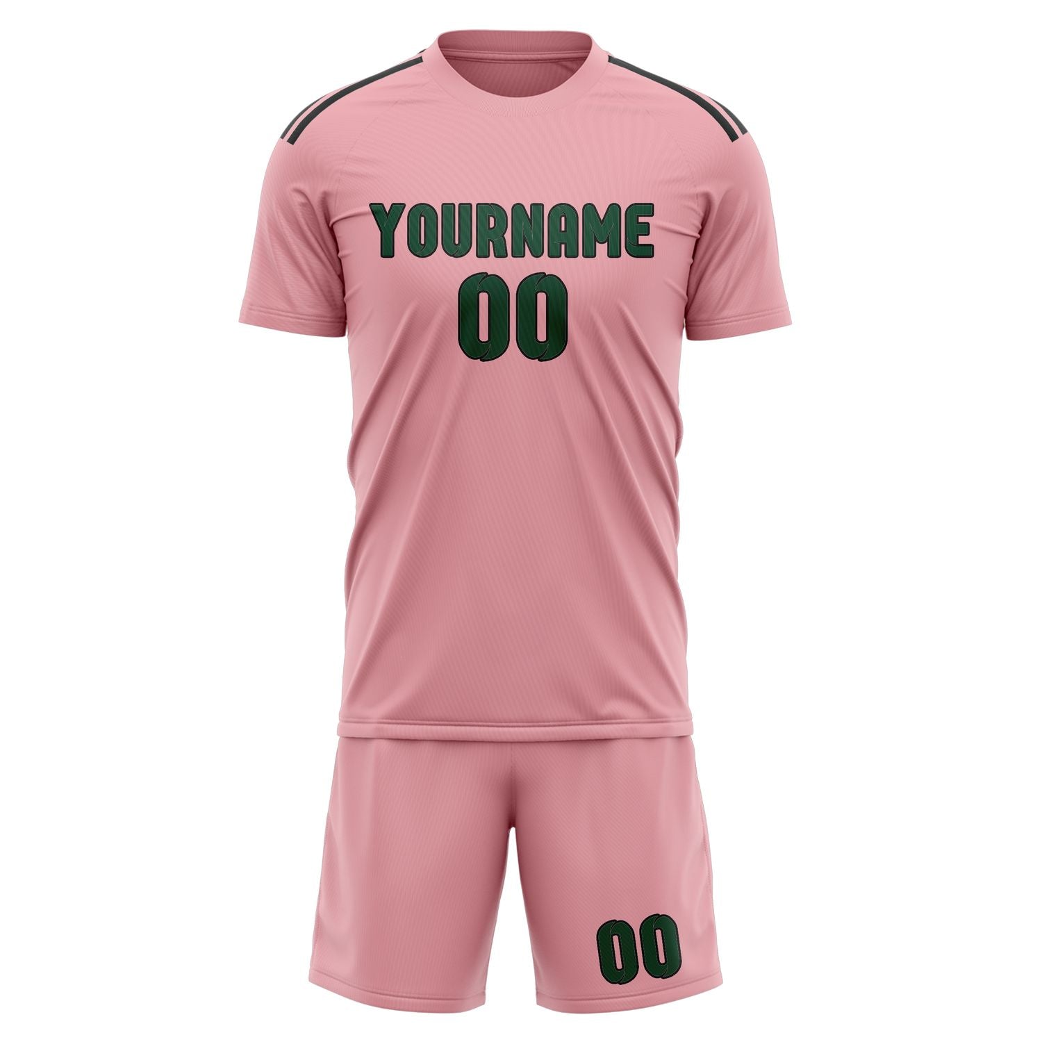 Custom Light Pink Green Soccer Set