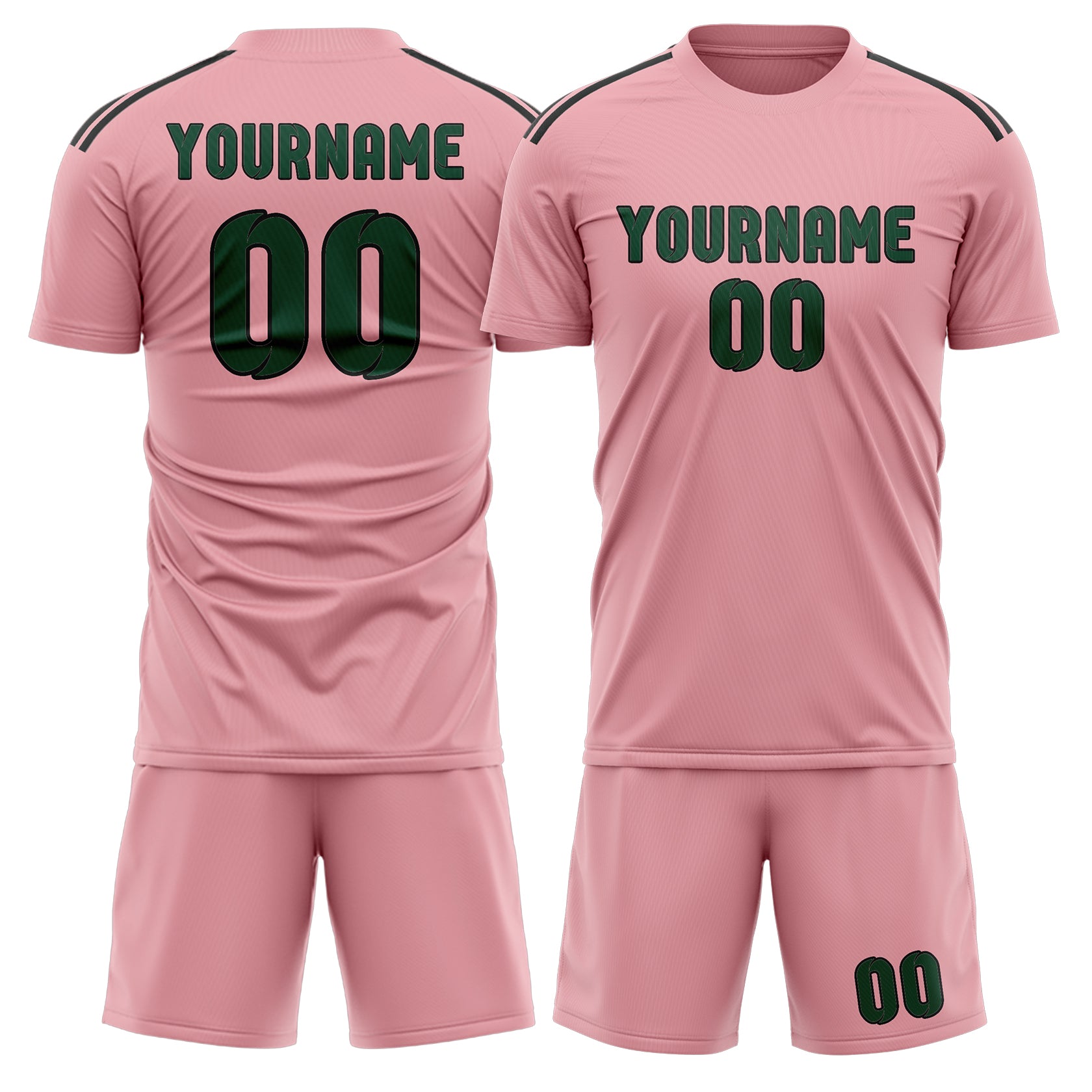 Custom Light Pink Green Soccer Set