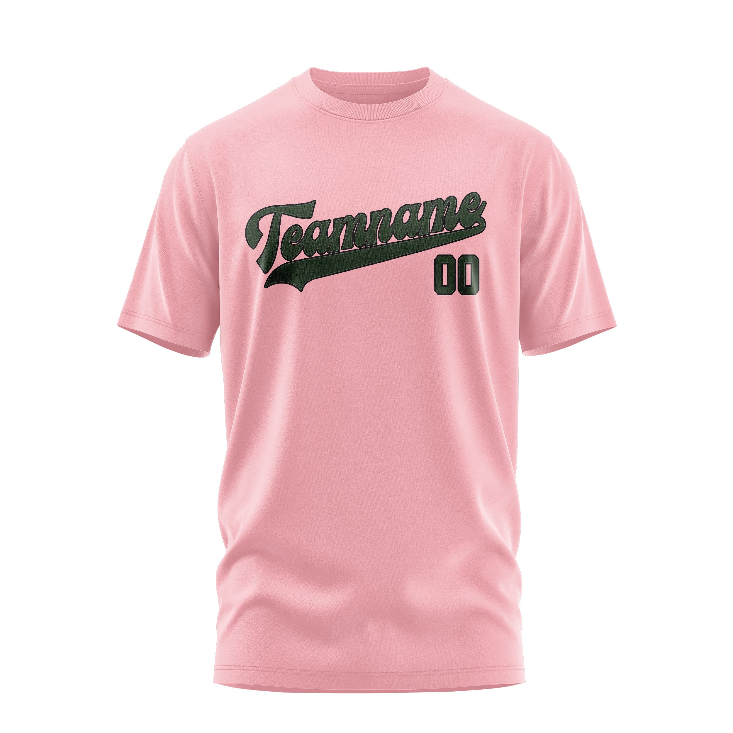 Custom Light Pink Dark Green T-Shirt