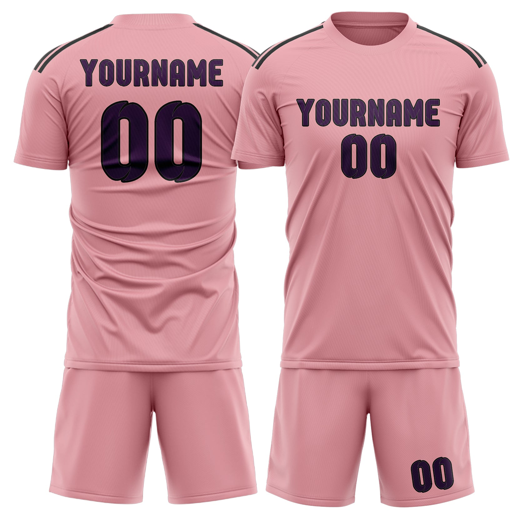 Custom Light Pink Purple Soccer Set