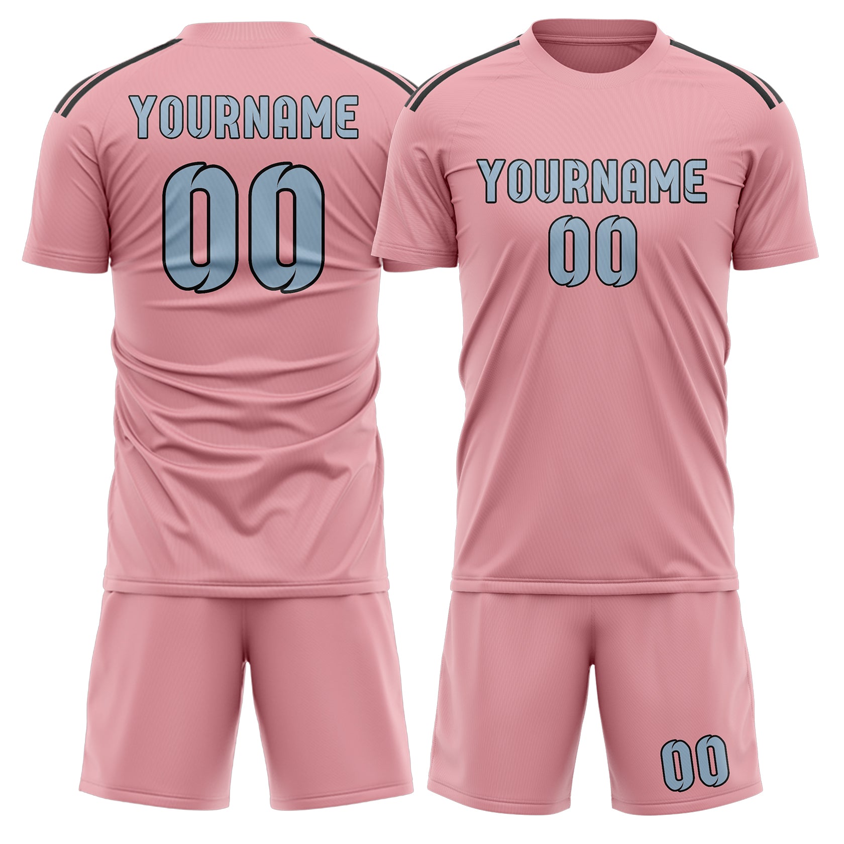 Custom Light Pink Light Blue Soccer Set