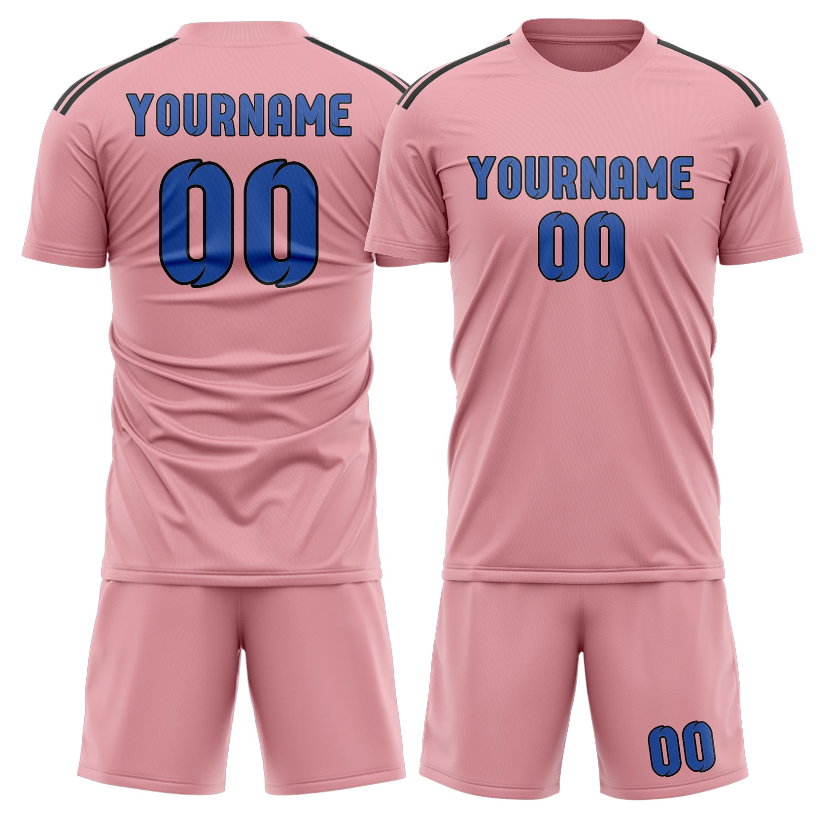 Custom Light Pink Sky Blue Soccer Set