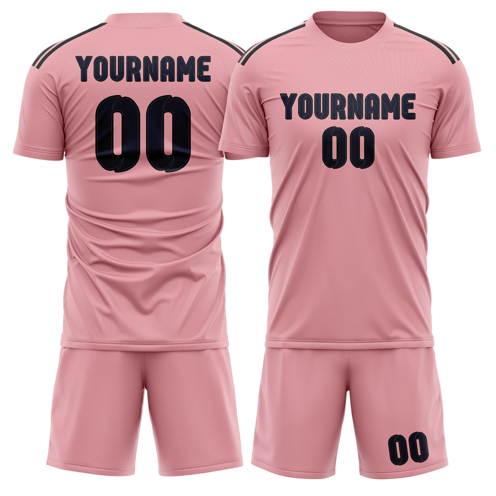 Custom Light Pink Navy Soccer Set