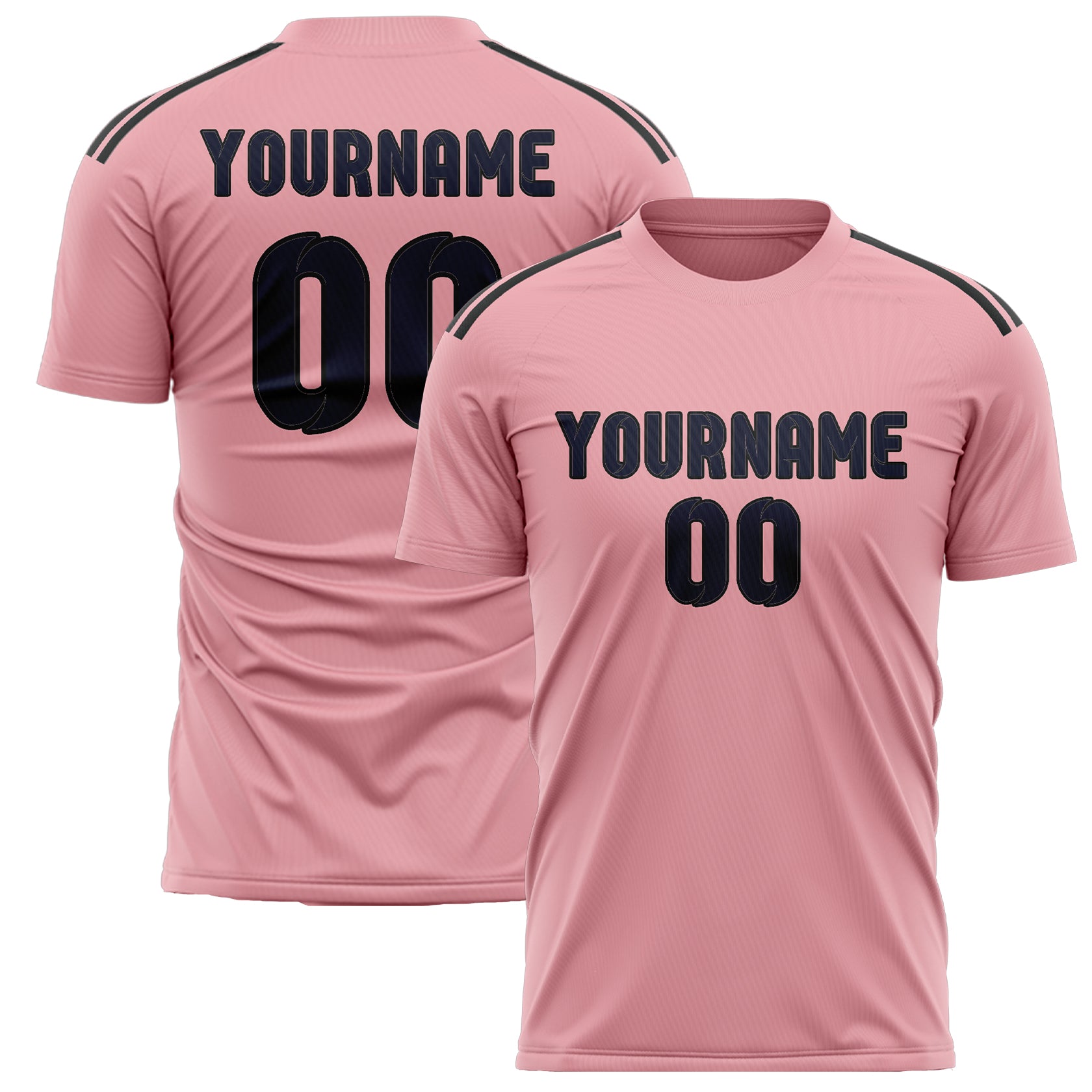 Custom Light Pink Navy Soccer Jersey