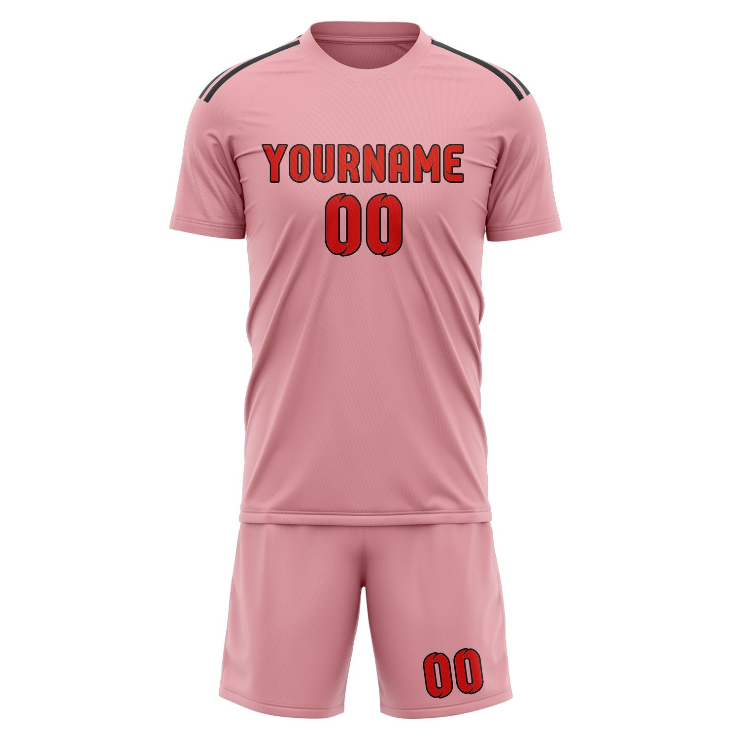 Custom Light Pink Orange Red Soccer Set