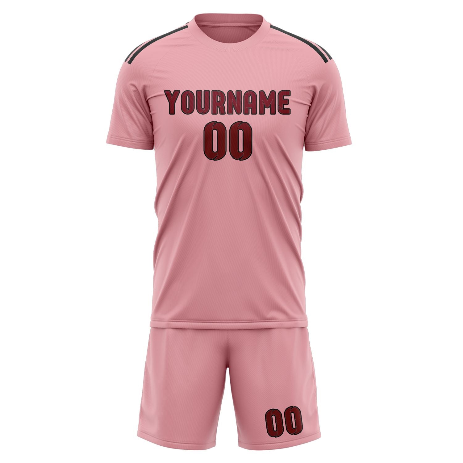 Custom Light Pink Crimson Red Soccer Set