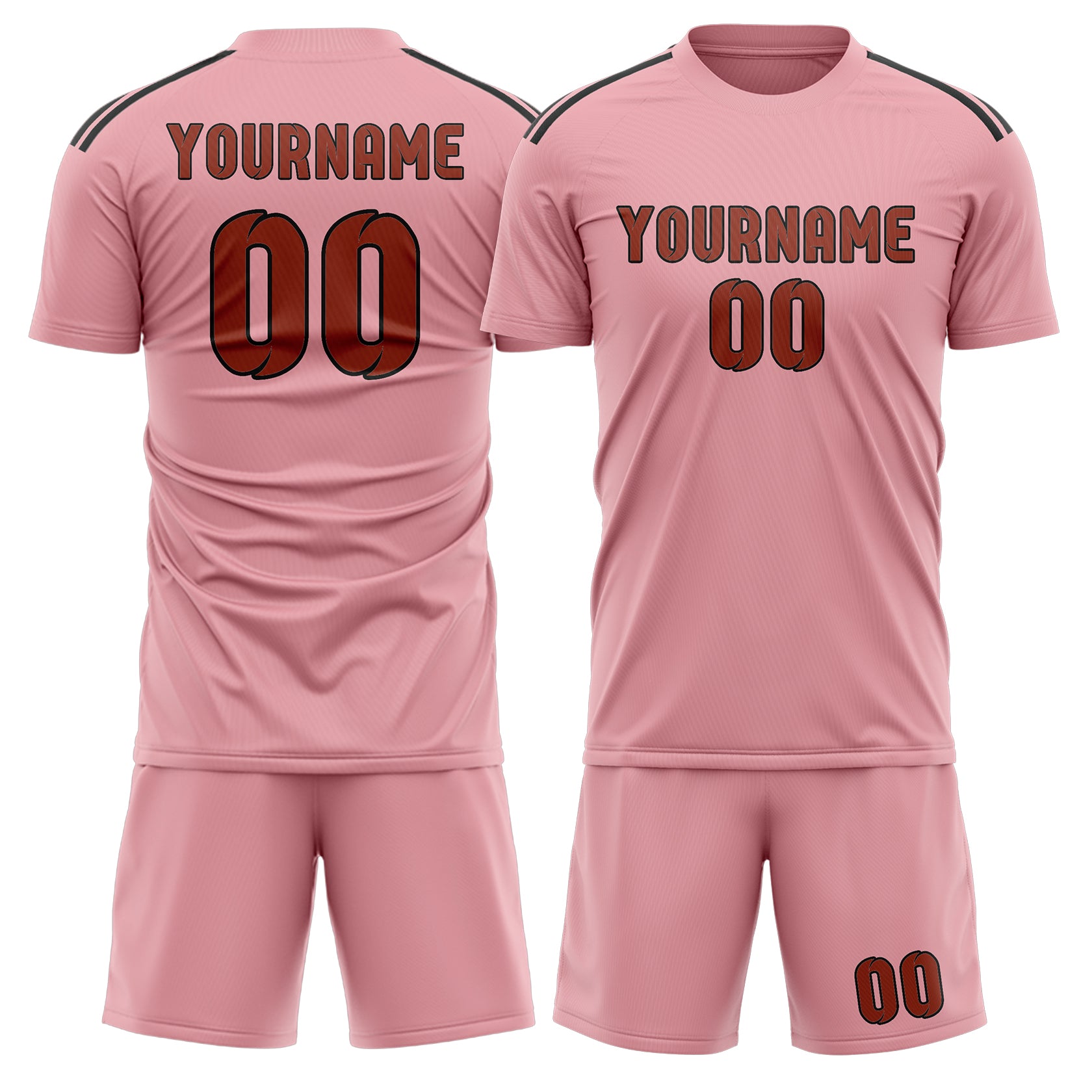 Custom Light Pink Coral Red Soccer Set