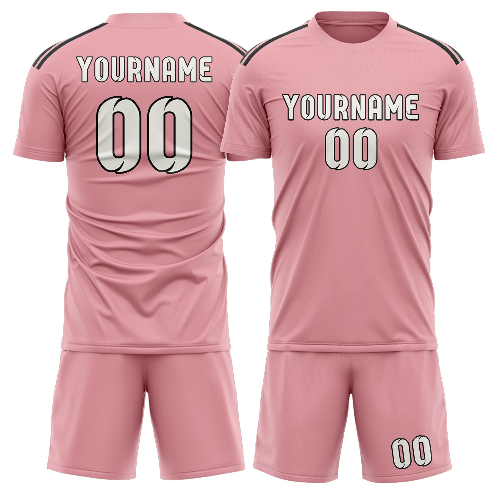 Custom Light Pink White Soccer Set