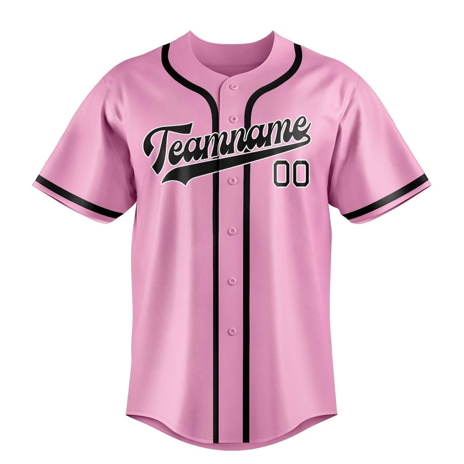 Custom Light Pink Black Baseball Jersey