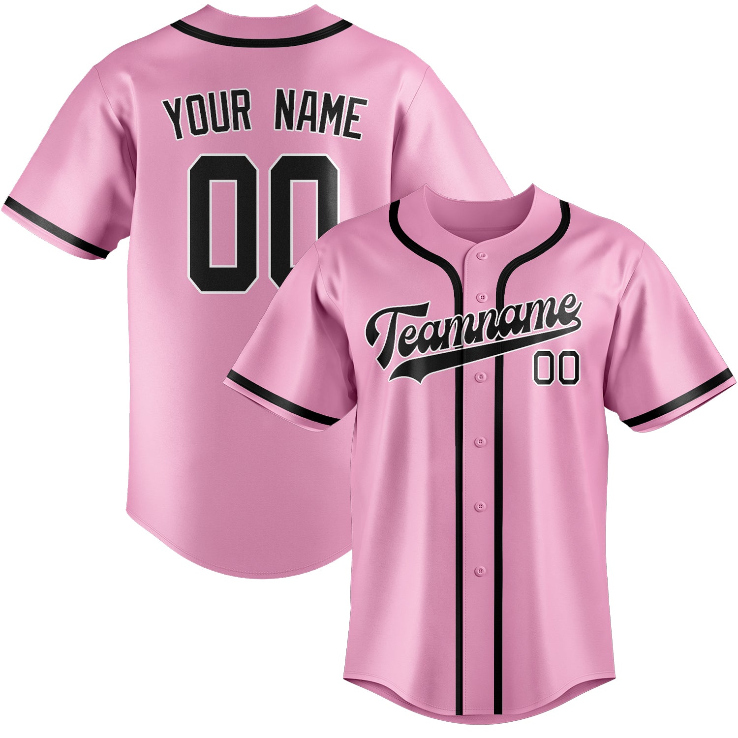 Custom Light Pink Black Baseball Jersey