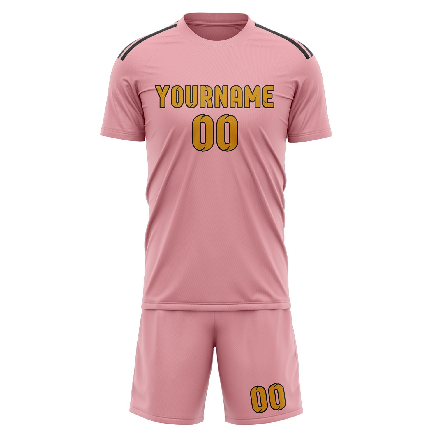 Custom Light Pink Yellow Soccer Set