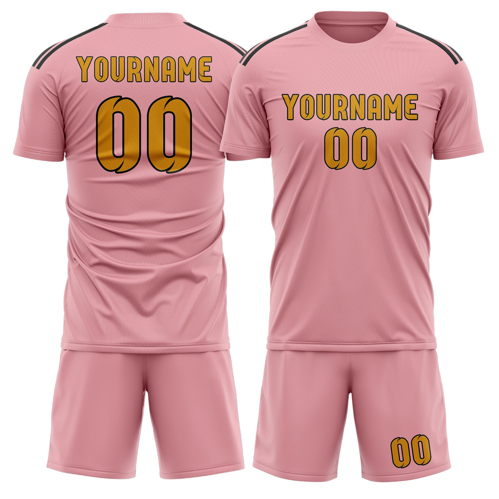 Custom Light Pink Yellow Soccer Set