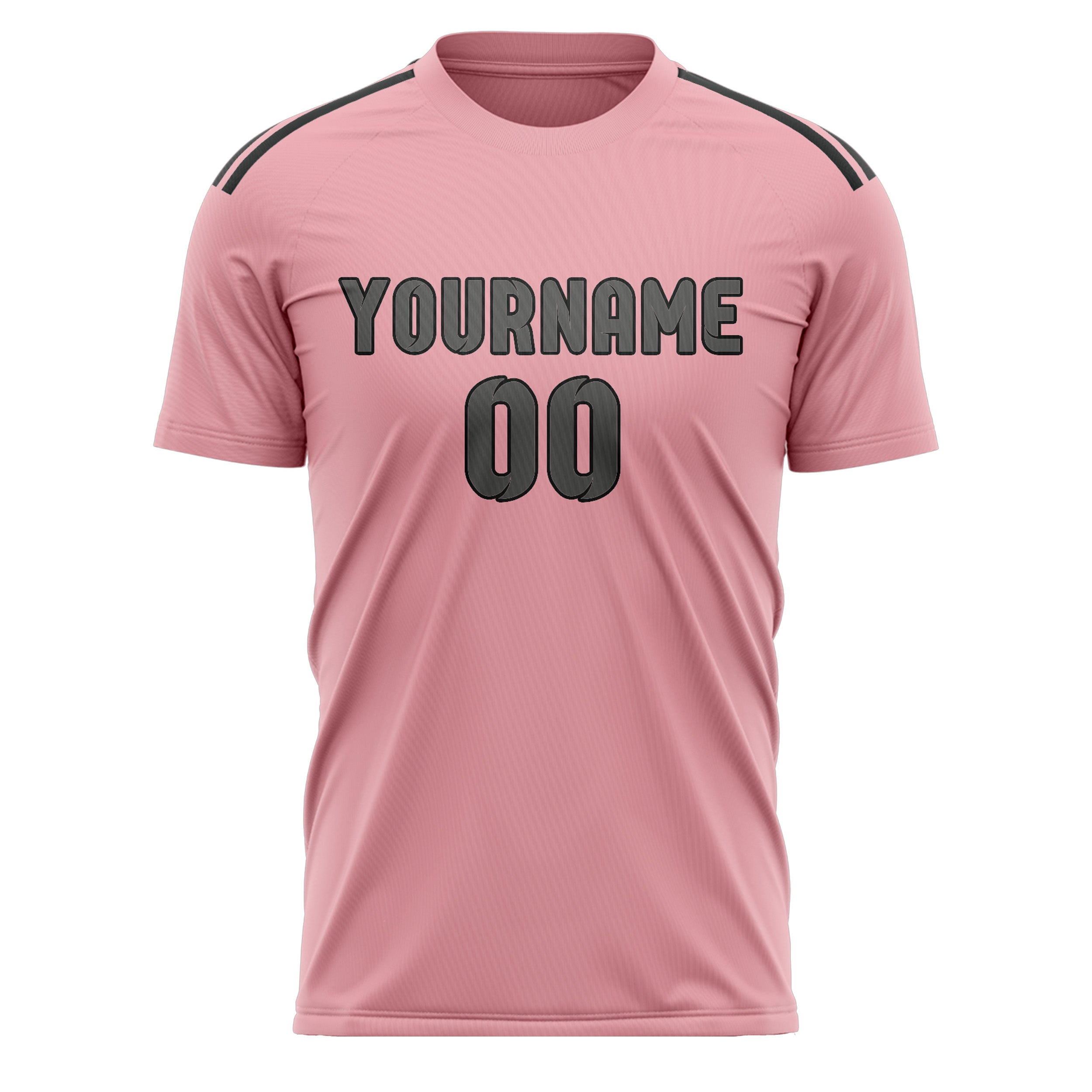 Custom Light Pink Dark Grey Soccer Jersey