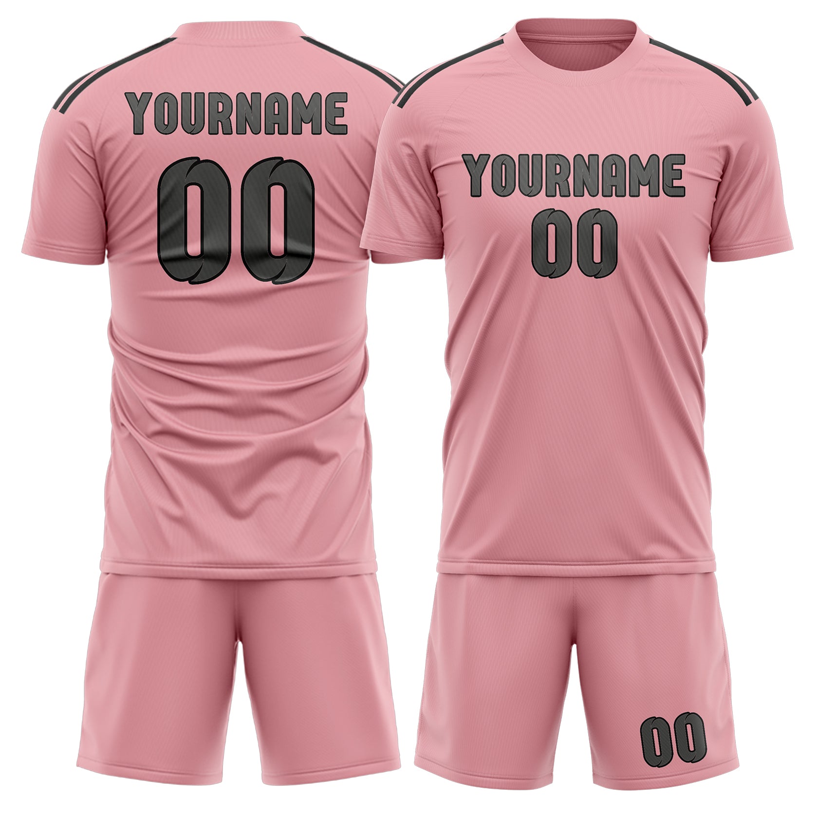 Custom Light Pink Dark Grey Soccer Set