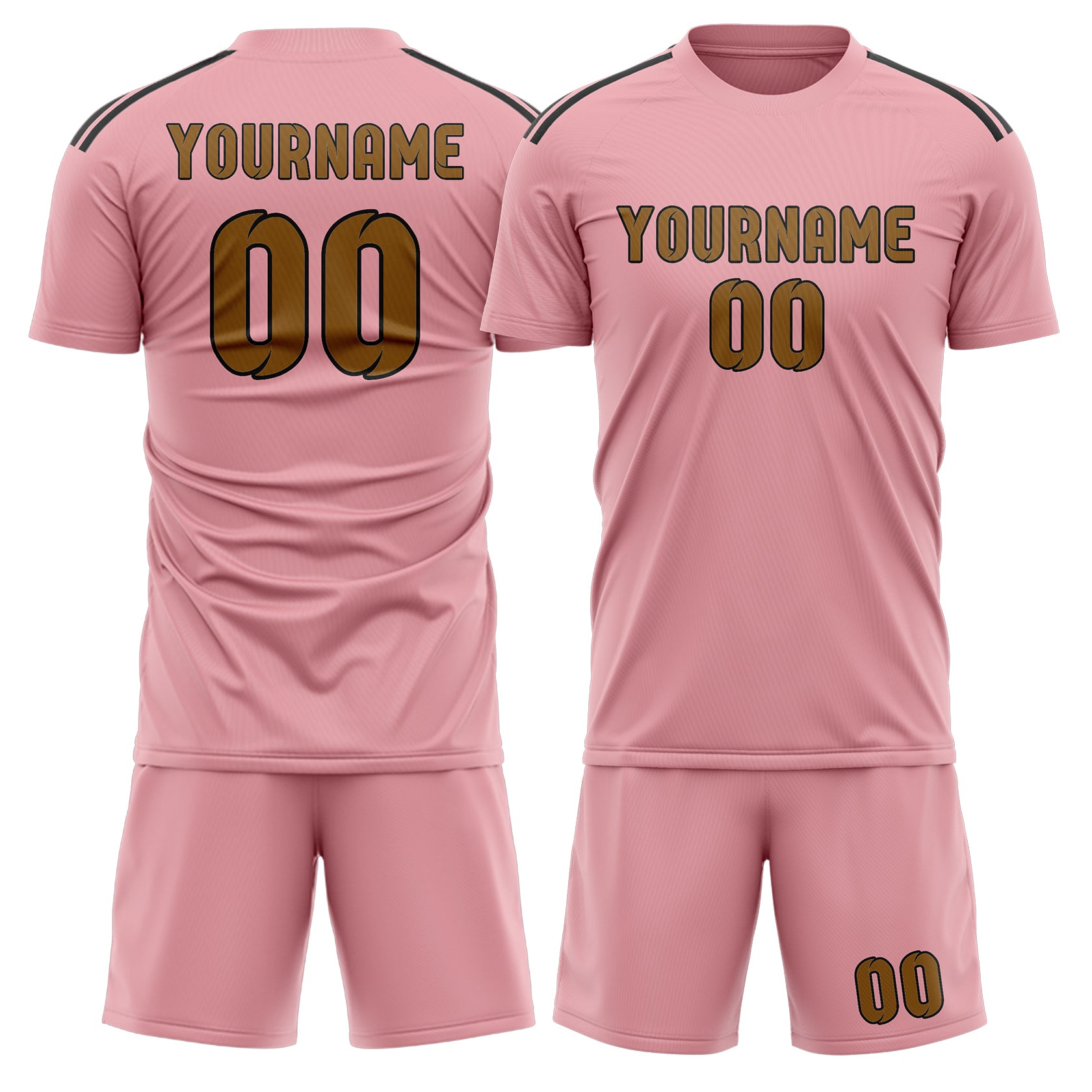 Custom Light Pink Khaki Soccer Set
