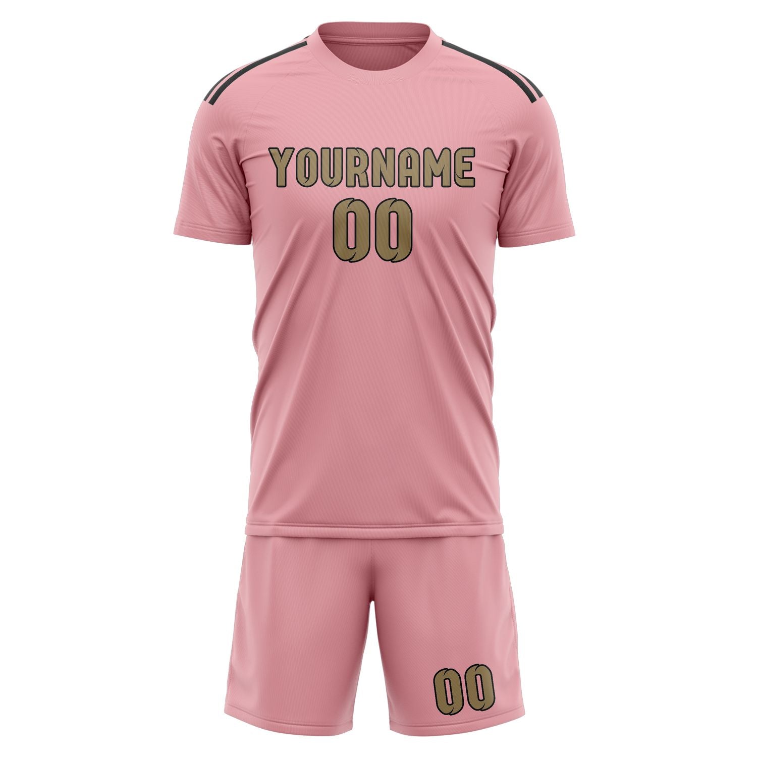 Custom Light Pink Light Khaki Soccer Set