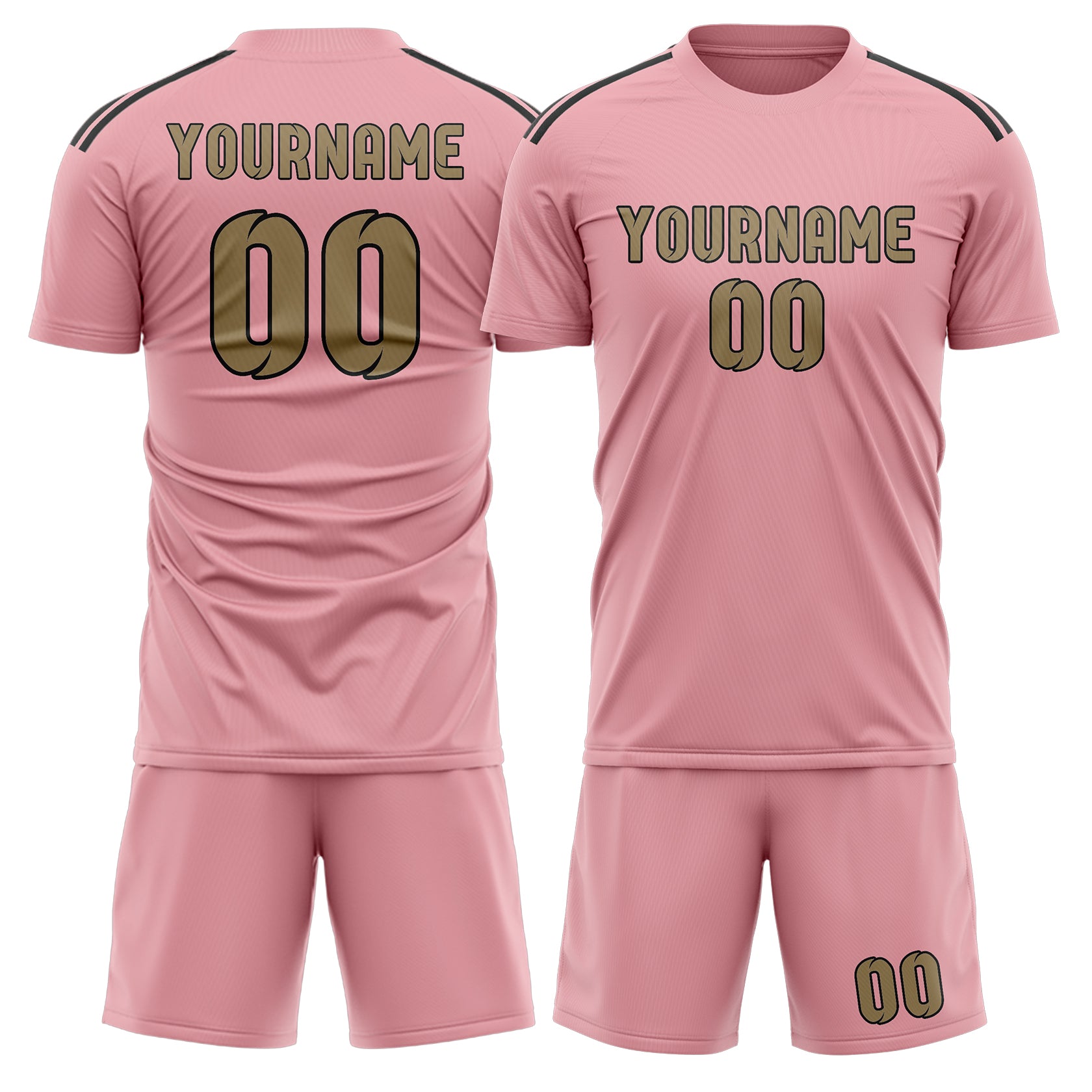 Custom Light Pink Light Khaki Soccer Set
