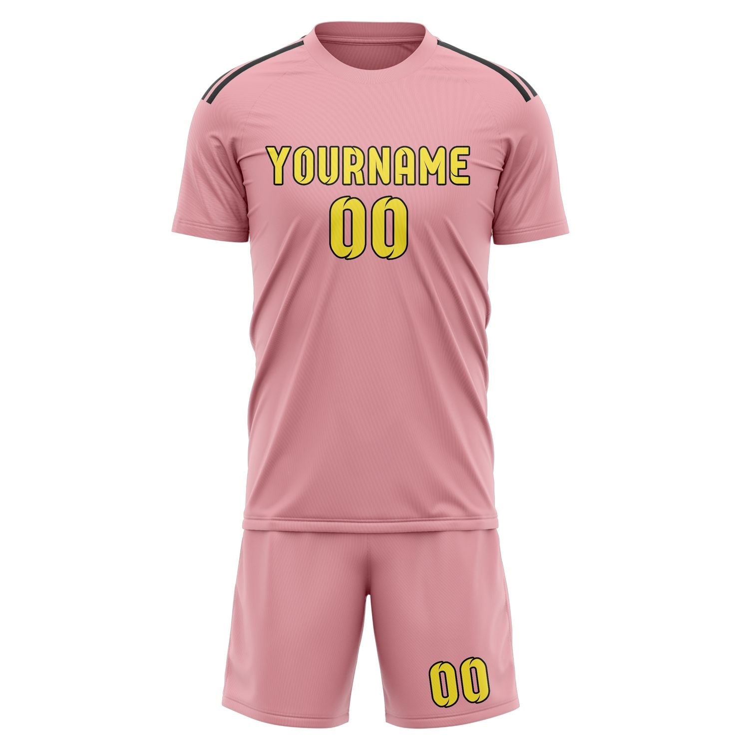 Custom Light Pink Light Yellow Soccer Set