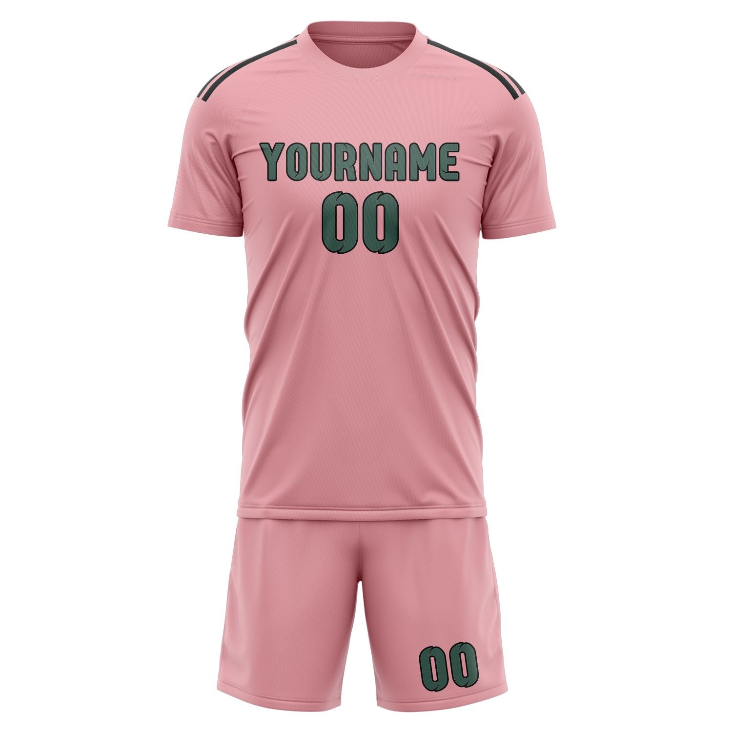 Custom Light Pink Blue Green Soccer Set