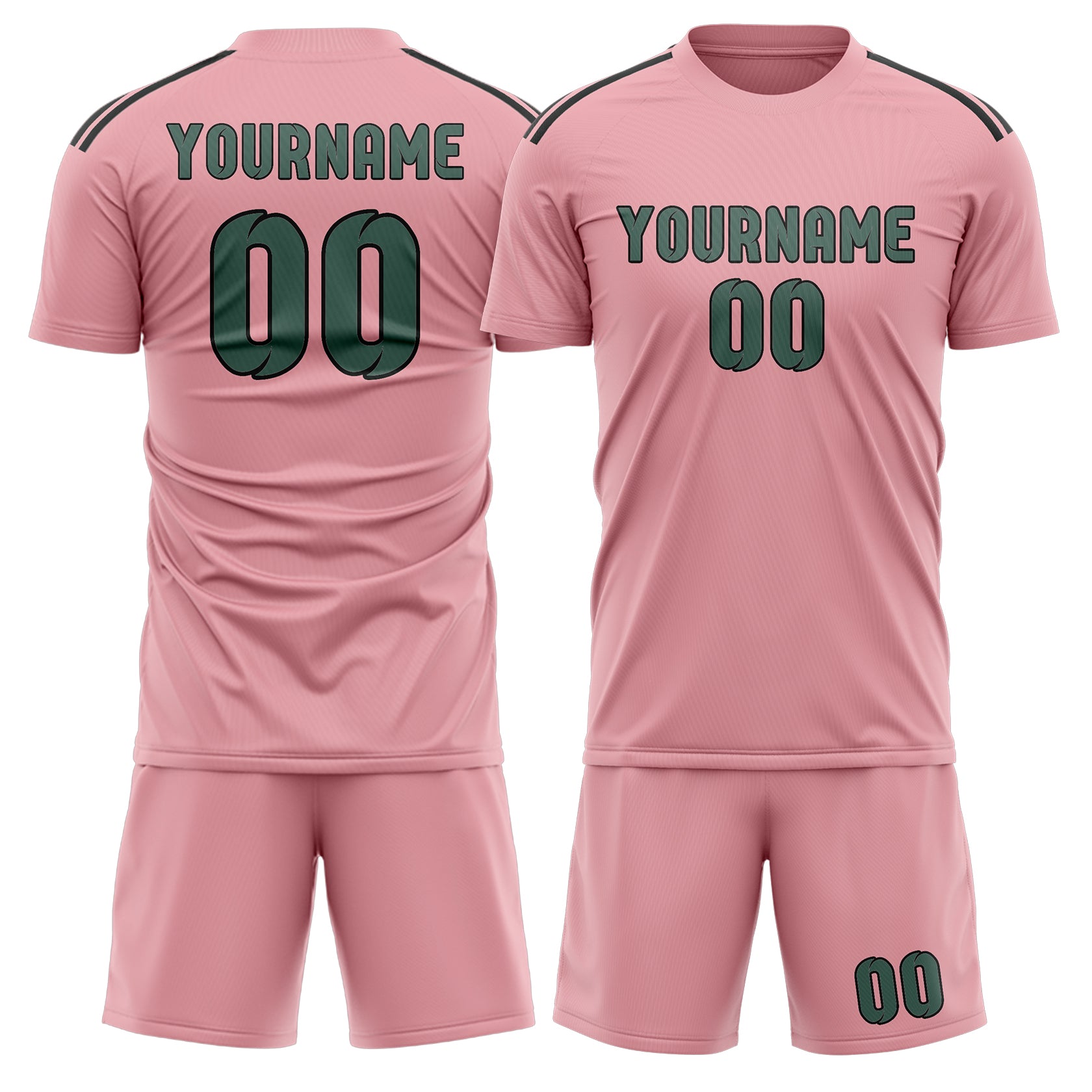 Custom Light Pink Blue Green Soccer Set