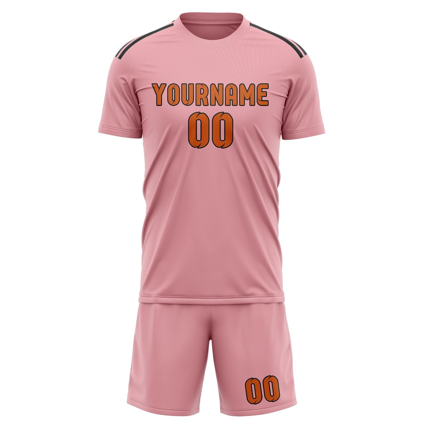 Custom Light Pink Orange Soccer Set