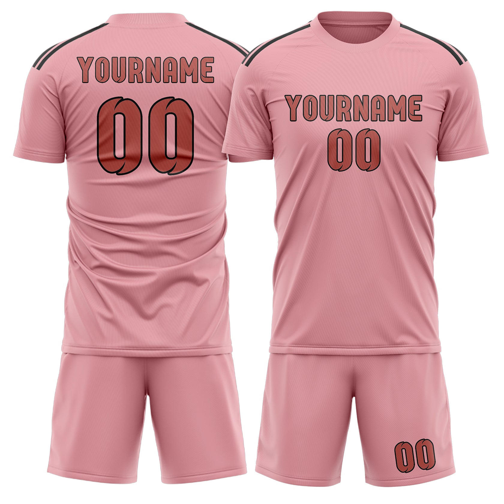 Custom Light Pink Copper Rose Soccer Set