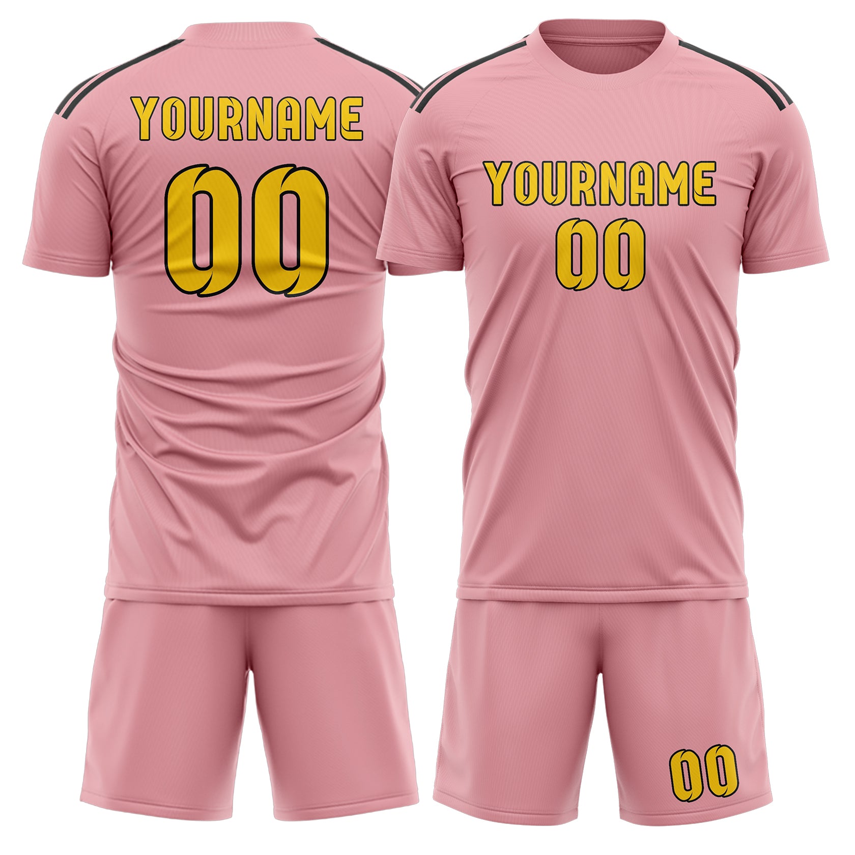 Custom Light Pink Gold Soccer Set